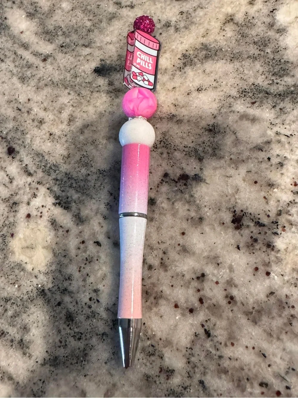 Hand Crafted Pink Gradient Gel Pen with Pink Charm